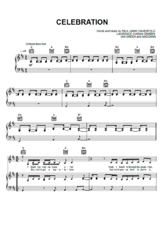 Madonna Celebration score for Piano