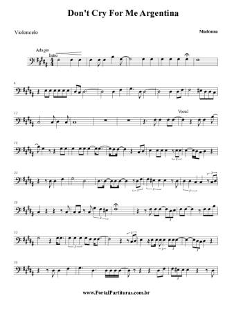 Madonna  score for Cello