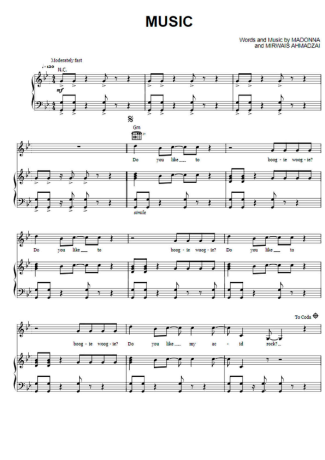 Madonna Music score for Piano