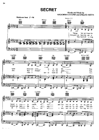 Madonna Secret score for Piano