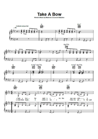 Madonna Take A Bow score for Piano