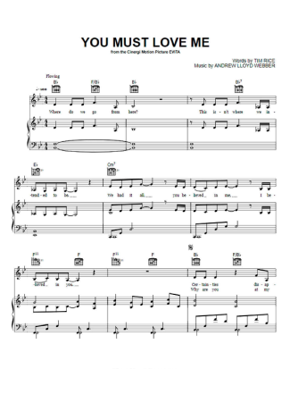 Madonna You Must Love Me score for Piano