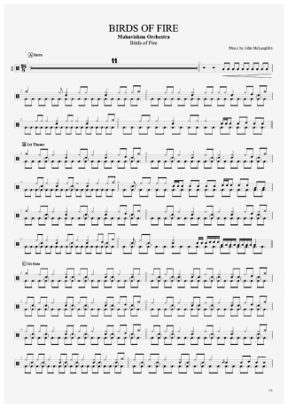 Mahavishnu Orchestra Birds Of Fire score for Drums