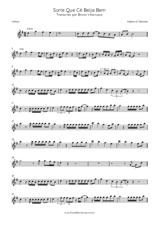 Maiara & Maraisa Sorte Que Cê Beija Bem score for Violin