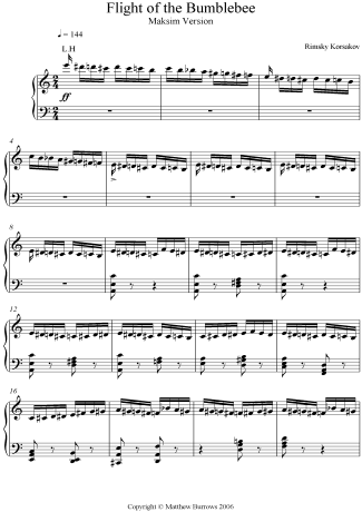 Maksim Mrvica Flight Of The Bumblebee score for Piano