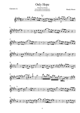 Mandy Moore  score for Clarinet (C)