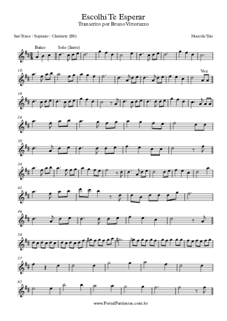 Marcela Taís Escolhi Te Esperar score for Clarinet (Bb)