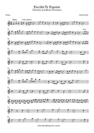 Marcela Taís Escolhi Te Esperar score for Flute