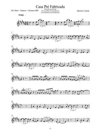 Marcelo Camelo Casa Pré Fabricada score for Tenor Saxophone Soprano (Bb)