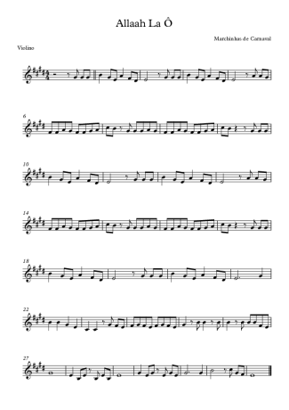 Marchinhas de Carnaval Allaah La Ô score for Violin