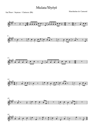 Marchinhas de Carnaval Mulata Yêyêyê score for Tenor Saxophone Soprano (Bb)