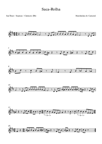 Marchinhas de Carnaval Saca Rolha score for Tenor Saxophone Soprano (Bb)