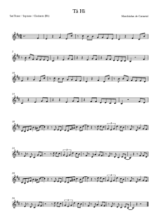 Marchinhas de Carnaval Tá Hi score for Tenor Saxophone Soprano (Bb)