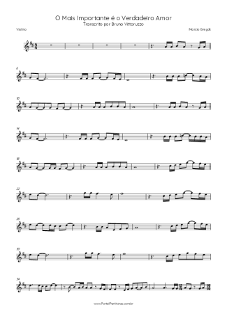 Márcio Greyck O Mais Importante é O Verdadeiro Amor score for Violin