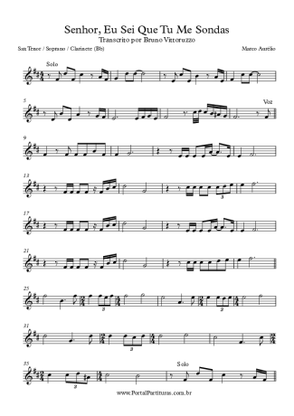 Marco Aurélio Senhor Eu Sei Que Tu Me Sondas score for Tenor Saxophone Soprano (Bb)