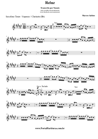 Marcos Sabino Reluz score for Tenor Saxophone Soprano (Bb)