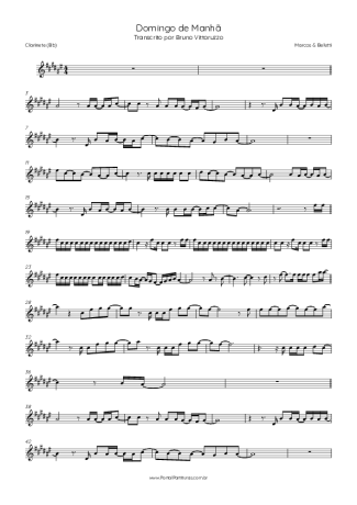 Marcos e Belutti Domingo De Manhã score for Clarinet (Bb)