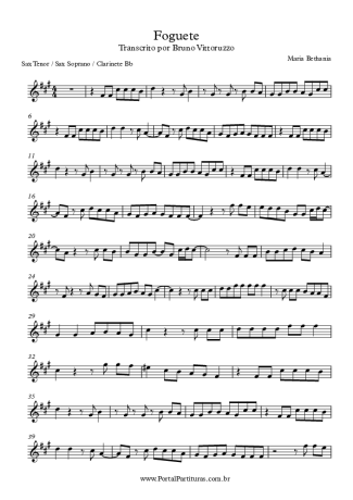 Maria Bethânia Foguete score for Tenor Saxophone Soprano Clarinet (Bb)