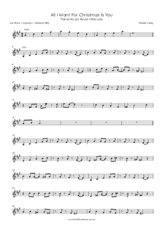 Mariah Carey All I Want For Christmas Is You score for Tenor Saxophone Soprano (Bb)