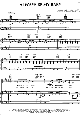 Mariah Carey Always Be My Baby score for Piano