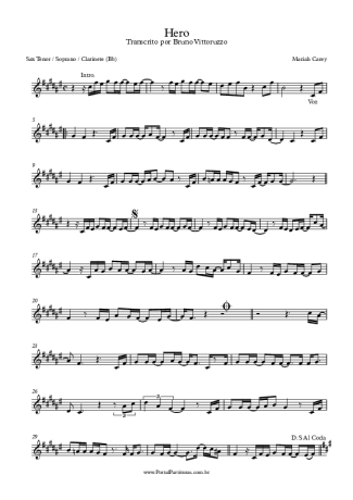 Mariah Carey Hero score for Clarinet (Bb)