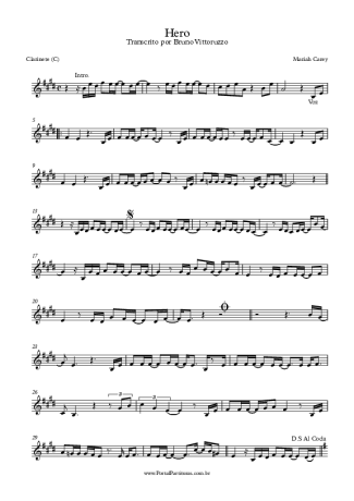 Mariah Carey Hero score for Clarinet (C)