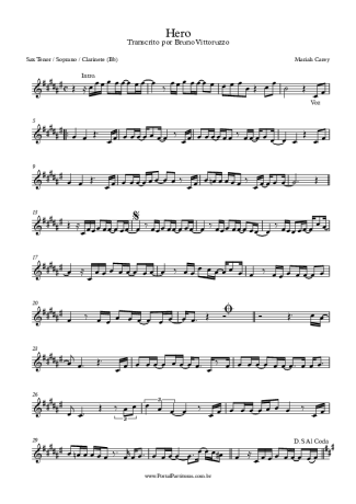 Mariah Carey Hero score for Tenor Saxophone Soprano (Bb)