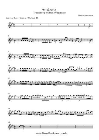 Marília Mendonça  score for Tenor Saxophone Soprano (Bb)