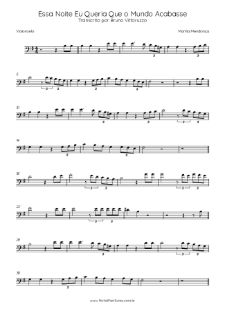 Marília Mendonça Essa Noite Eu Queria Que O Mundo Acabasse score for Cello
