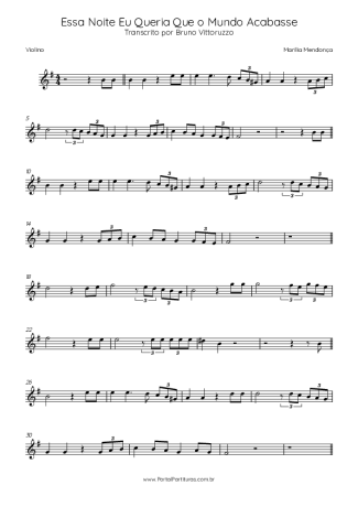 Marília Mendonça Essa Noite Eu Queria Que O Mundo Acabasse score for Violin