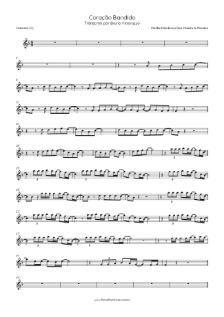 Marília Mendonça feat. Maiara & Maraisa  score for Clarinet (C)