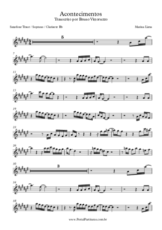 Marina Lima  score for Clarinet (Bb)