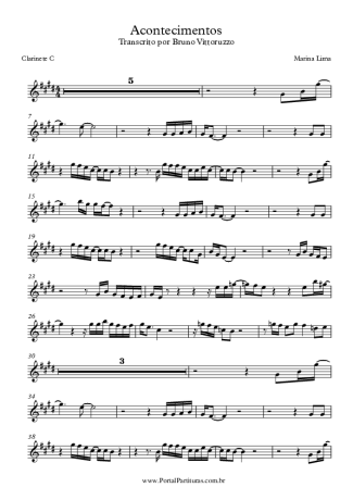 Marina Lima  score for Clarinet (C)