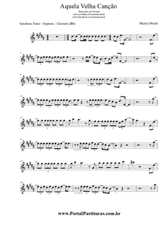 Marisa Monte Aquela Velha Canção score for Tenor Saxophone Soprano (Bb)