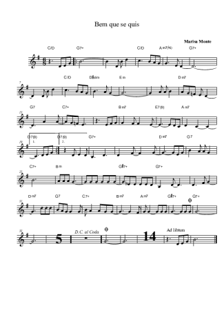 Marisa Monte  score for Tenor Saxophone Soprano (Bb)