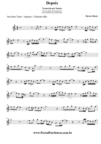 Marisa Monte Depois score for Clarinet (Bb)