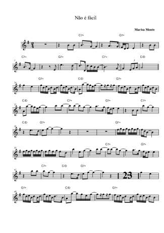 Marisa Monte Não é Fácil score for Clarinet (Bb)