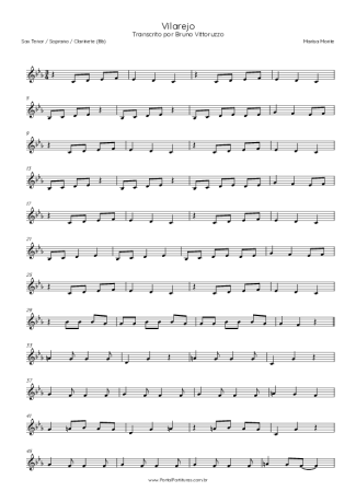 Marisa Monte Vilarejo score for Tenor Saxophone Soprano (Bb)