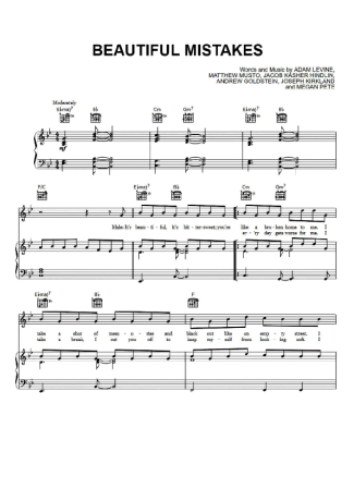 Maroon 5 Beautiful Mistakes score for Piano