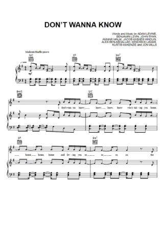Maroon 5 Don´t Wanna Know (feat Kendrick Lamar) score for Piano