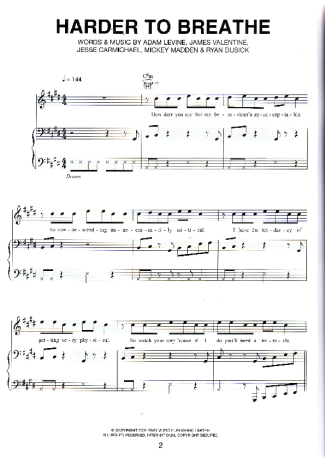 Maroon 5  score for Piano