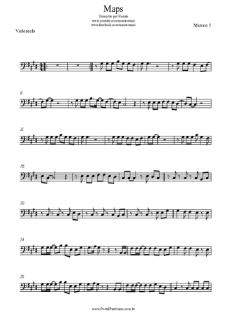 Maroon 5 Maps score for Cello