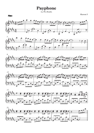 Maroon 5  score for Piano