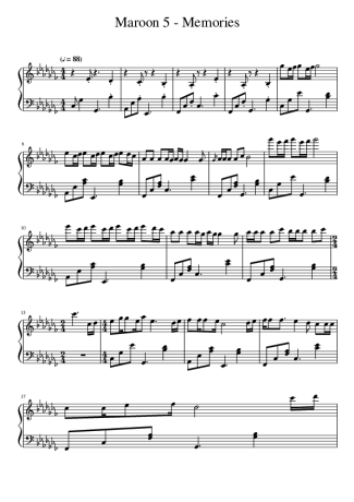Maroon 5 Memories score for Piano