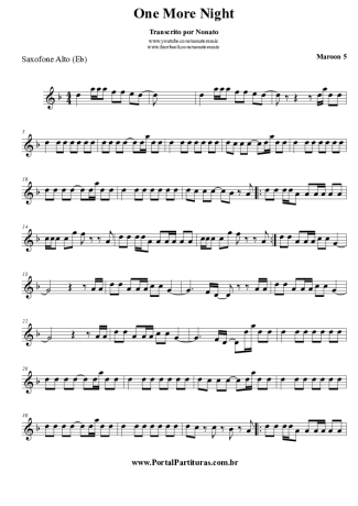 Maroon 5  score for Alto Saxophone