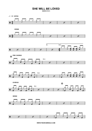 Maroon 5 She Will Be Loved score for Drums
