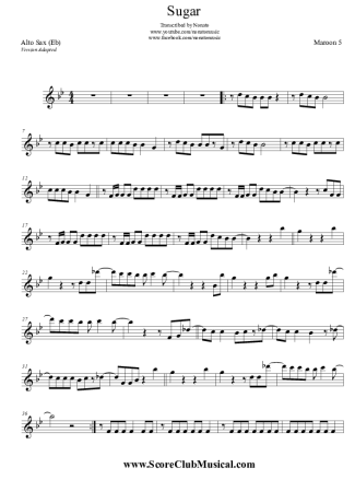 Maroon 5  score for Alto Saxophone