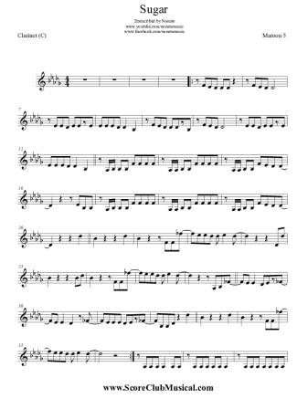 Maroon 5  score for Clarinet (C)