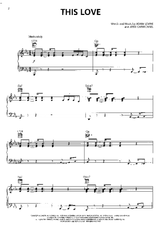 Maroon 5 This Love score for Piano