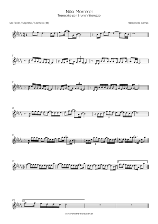 Marquinhos Gomes Não Morrerei score for Tenor Saxophone Soprano (Bb)